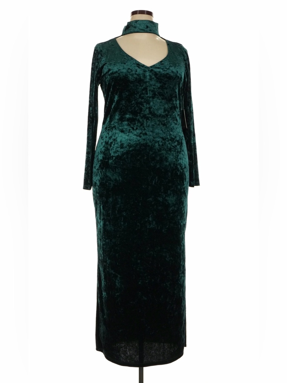 Eloquii Dress Green Velvet Long Sleeve V Neck Plus Size